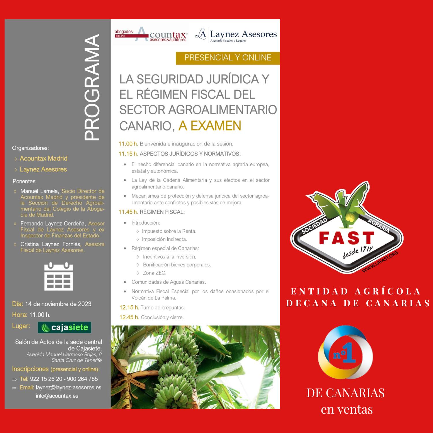 jornada formativa en Seguridad Jurídica y Régimen Fiscal del Sector Agroalimentario Canario, a examen